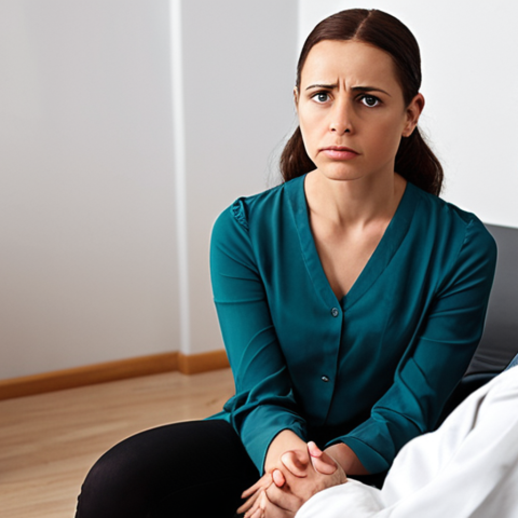 **

A therapist in a modern office setting, attentively listening to a patient, conveying empathy and understanding through body language. The scene should evoke a sense of trust and safety. Focus on the therapeutic relationship and the power of active listening.

**