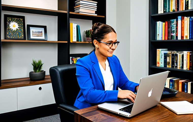 Modern Therapy Session**

A bright, modern office space with a fully clothed therapist (professional attire) sitting across from a client (casual but modest clothing). The scene depicts a therapy session using a laptop for online communication. Background includes bookshelves and calming artwork. Perfect anatomy, natural proportions, well-formed hands. Safe for work, appropriate content, fully clothed, professional, family-friendly. High quality, professional photography.

**