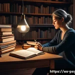 정신분석 이론 - A serene and introspective scene depicting a thoughtful adult woman sitting in a cozy, softly lit ro...